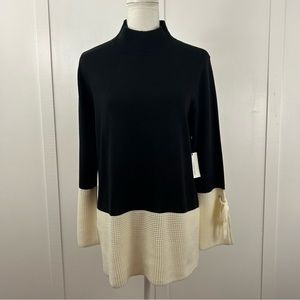 NWT Calvin Klein womens black and cream sweater tunic size L
